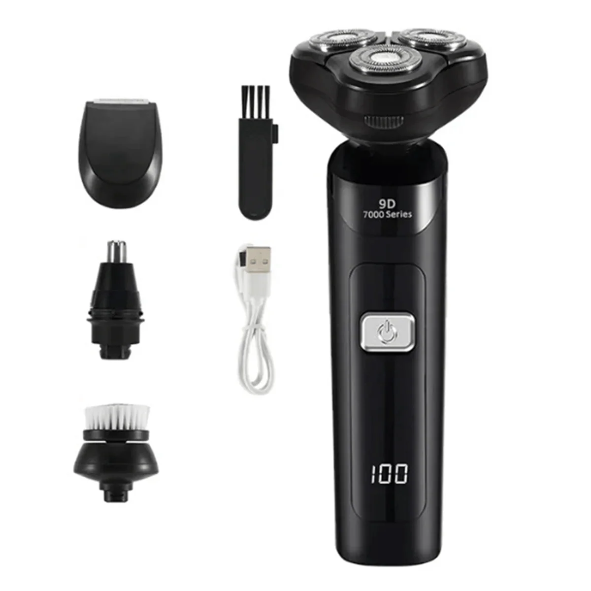 SHOWLU FASHION STORE Sokany waterproof electric shaver with three floating heads and LCD digital display, rechargeable and sleek black design