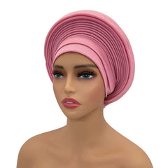 Elegant African Headtie Turban Already Made Women's Auto Gele Female Head Wraps Nigeria Head Ties Wedding Party Headgear - SHOWLU FASHION STORE