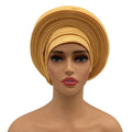 Elegant African auto gele headtie by Showlu Fashion, stylish women's turban head wrap for weddings and parties.