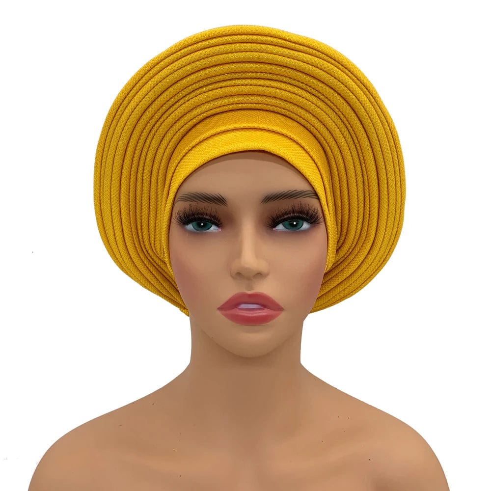 Elegant African auto gele headtie by Showlu Fashion Store, stylish women's turban head wrap for weddings and parties