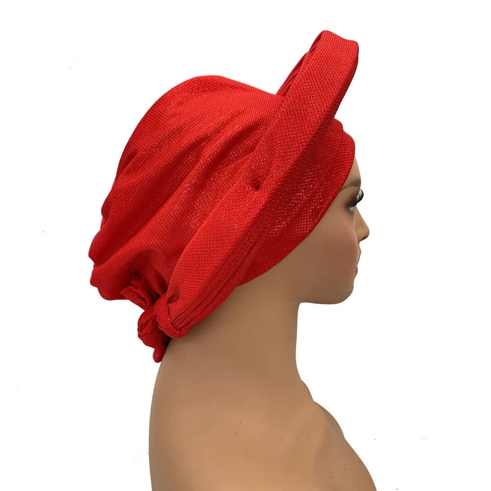 Elegant African auto gele headtie from Showlu Fashion Store, stylish women's turban wrap for weddings and parties.