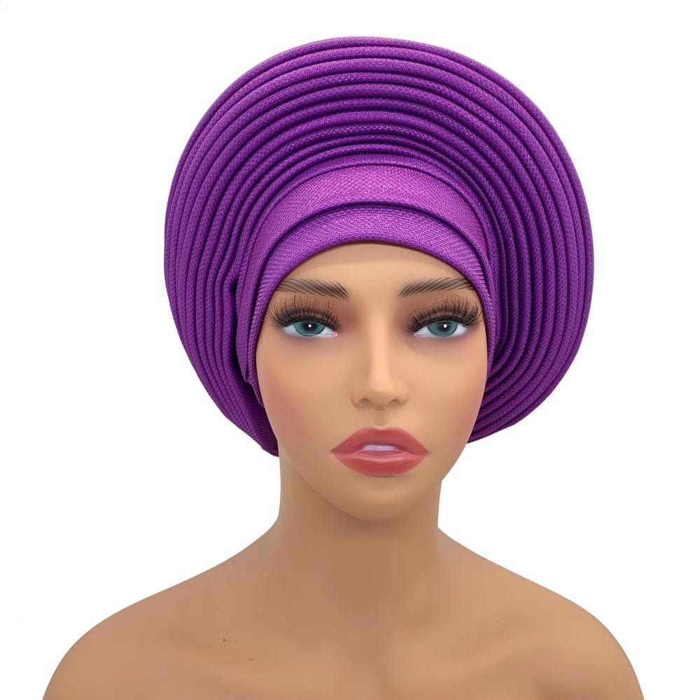 Elegant African auto gele headtie from Showlu Fashion Store, stylish women’s turban head wrap for weddings and parties.