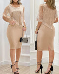 Elegant black sequin slit bodycon dress with cloak sleeves, perfect for evening parties and special occasions.