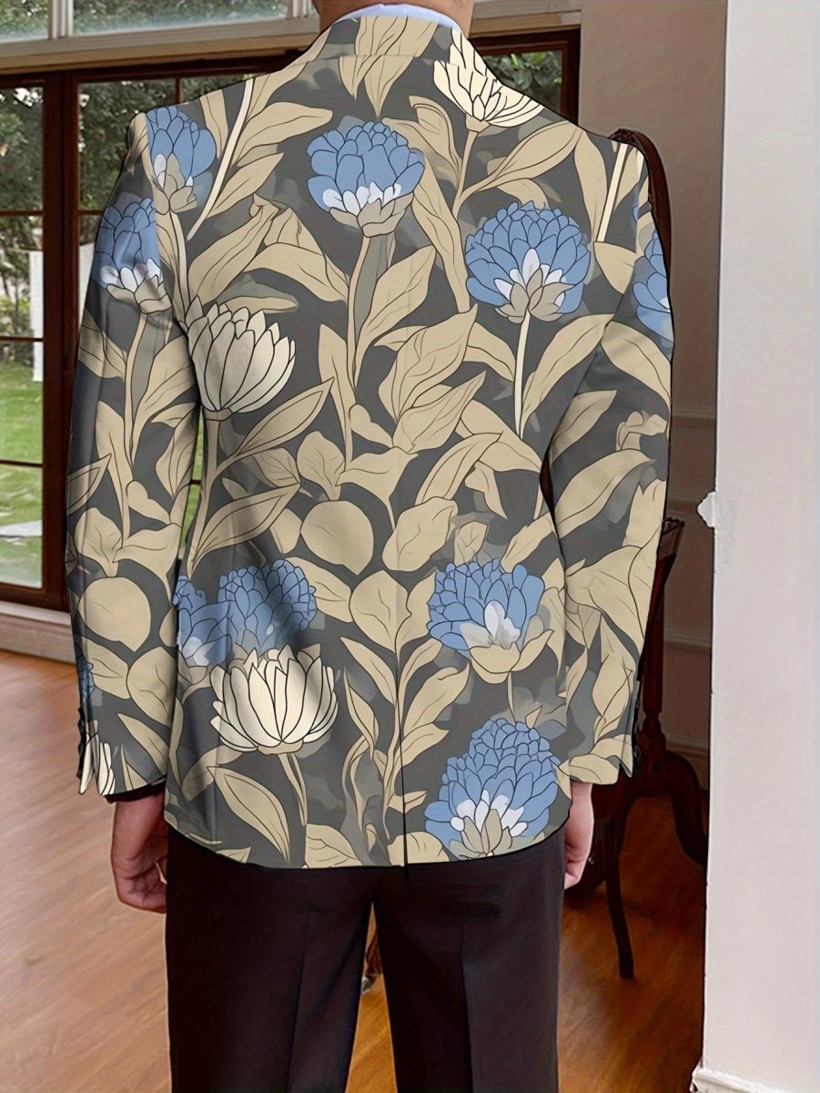 Men's floral print blazer by SHOWLU FASHION, slim fit single-breasted jacket with long sleeves, perfect for casual or formal wear.