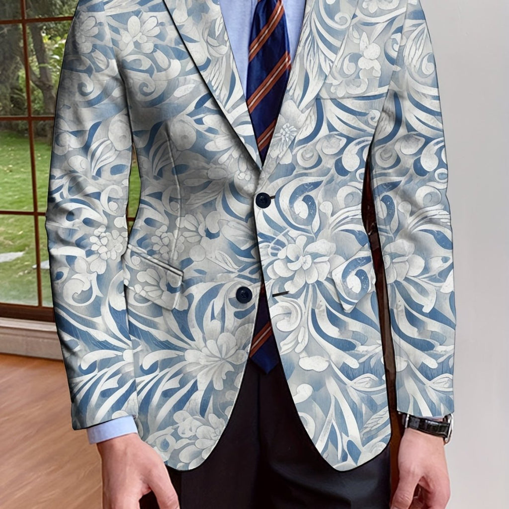 Men's SHOWLU FASHION all-over print blazer with stylish design, long sleeves, button-up front, suitable for casual or formal wear.