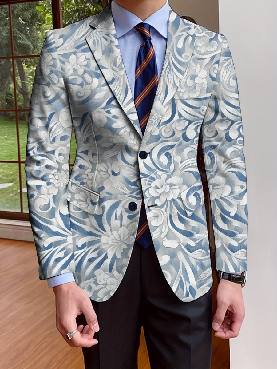 SHOWLU FASHION men's all-over print blazer with stylish design, long sleeves, button-up front, suitable for casual and formal wear.