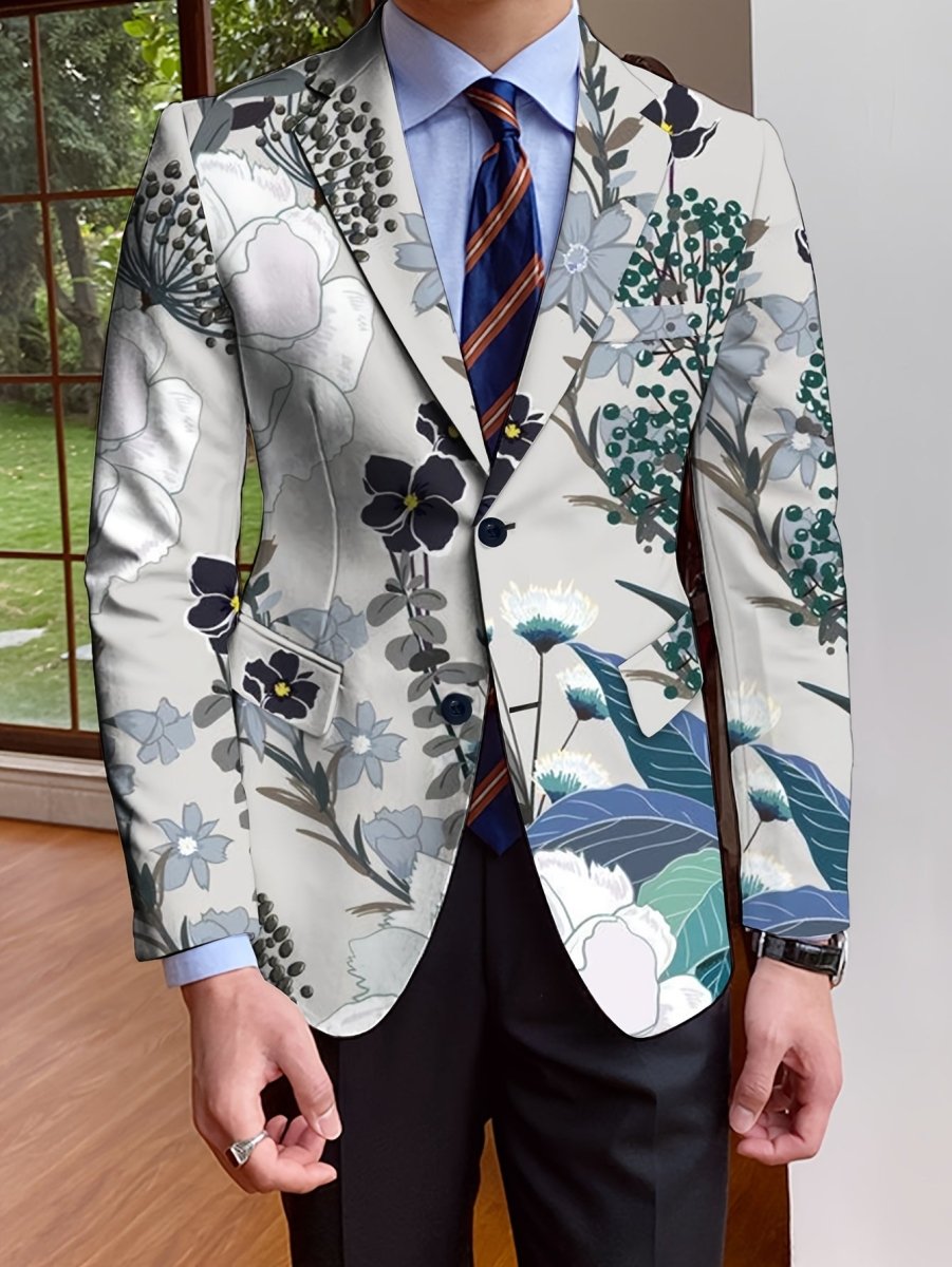 SHOWLU FASHION men's all-over print blazer with stylish design, long sleeves, button-up front, suitable for casual and formal wear.