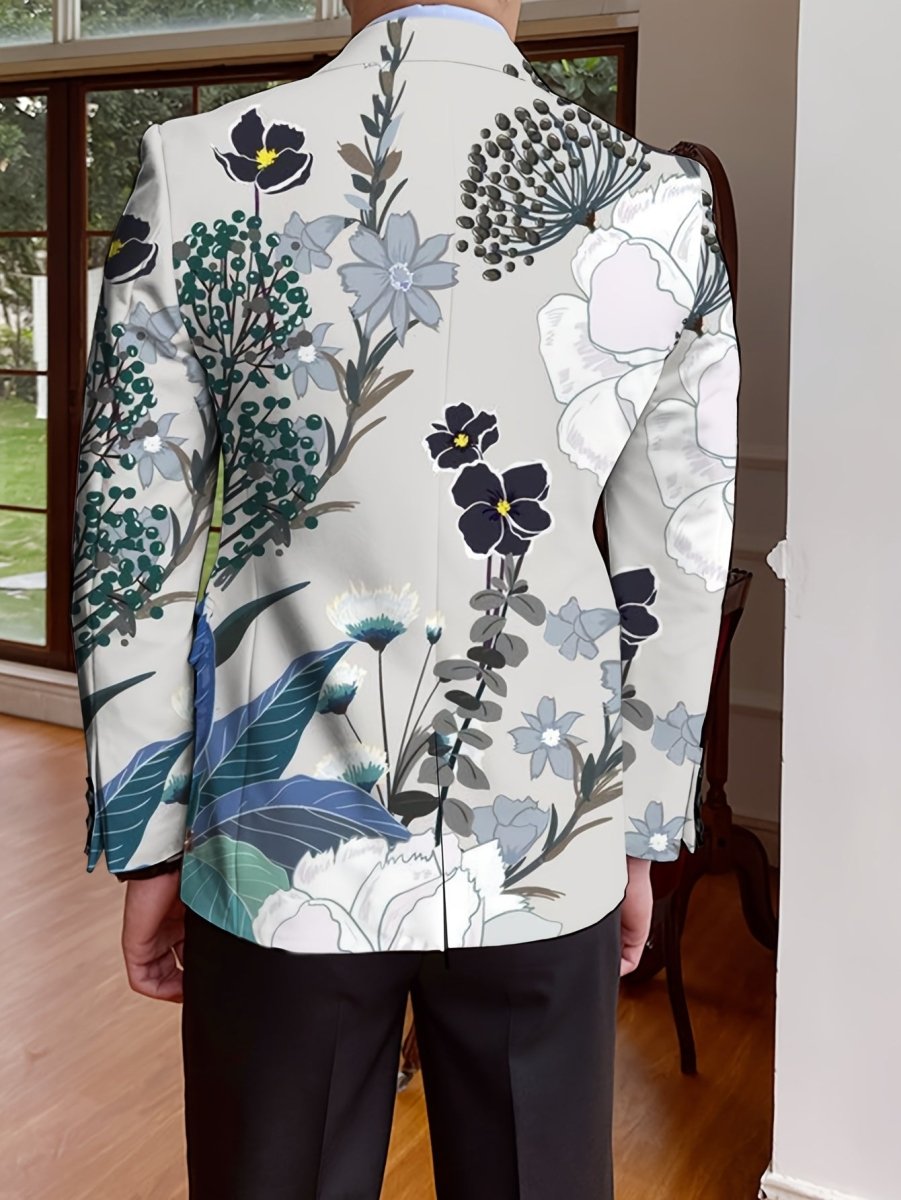 Elegant men's SHOWLU FASHION blazer with stylish all-over print, long sleeves, button-up design, suitable for casual or formal wear.