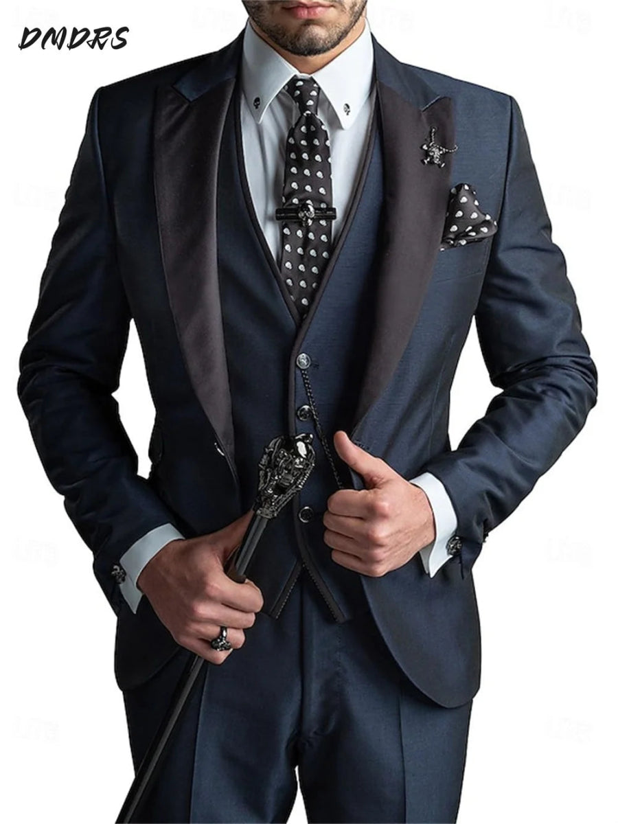 Elegant Men's suit pants vest three piece set Casual Western - style Men Suit Three - piece Set Business Attire For Men Fashionable - SHOWLU FASHION STORE
