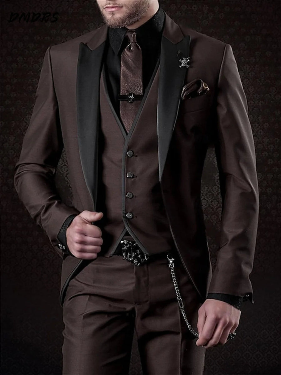 Elegant Men's suit pants vest three piece set Casual Western - style Men Suit Three - piece Set Business Attire For Men Fashionable - SHOWLU FASHION STORE