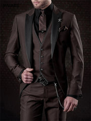Elegant Men's suit pants vest three piece set Casual Western - style Men Suit Three - piece Set Business Attire For Men Fashionable - SHOWLU FASHION STORE