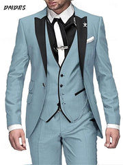 Elegant Men's suit pants vest three piece set Casual Western - style Men Suit Three - piece Set Business Attire For Men Fashionable - SHOWLU FASHION STORE