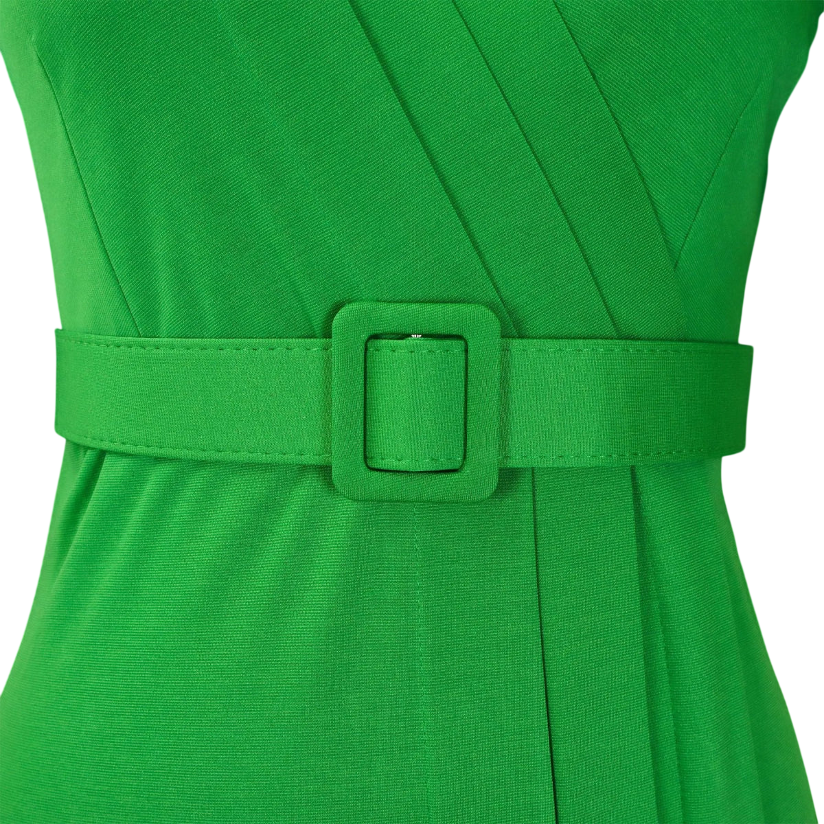 SHOWLU Women's V-Neck Short Sleeve Belted Office Midi Dress, elegant black business dress with waist belt and straight silhouette.