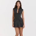 Elegant women's sleeveless blazer dress by Showlu Fashion, A-line design ideal for office or formal occasions.