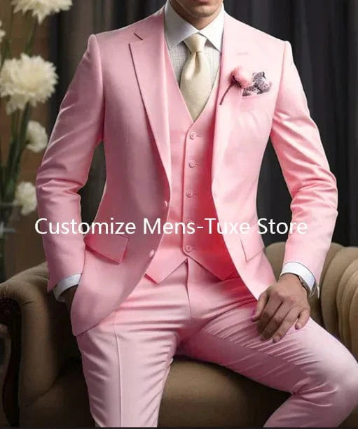 Elegant men's slim fit 3-piece wedding suit by SHOWLU FASHION with blazer, vest, and pants for formal events and special occasions.