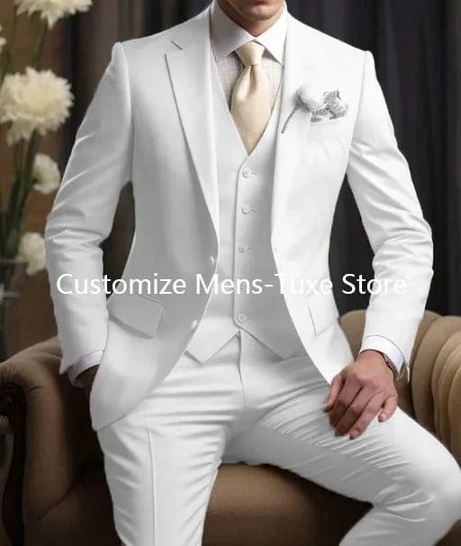 Elegant SHOWLU FASHION men's slim fit 3-piece wedding suit with blazer, vest, and pants, perfect for formal events and parties.