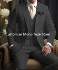 Elegant men's slim fit 3-piece wedding suit by SHOWLU FASHION featuring a blazer, vest, and pants for formal occasions.