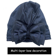 Elegant Woman's Turban Cap with Multi - layer Bowknot African Ready Gele Headtie Lady Headwrap Bonnet Gold Turbante Mujer - SHOWLU FASHION STORE