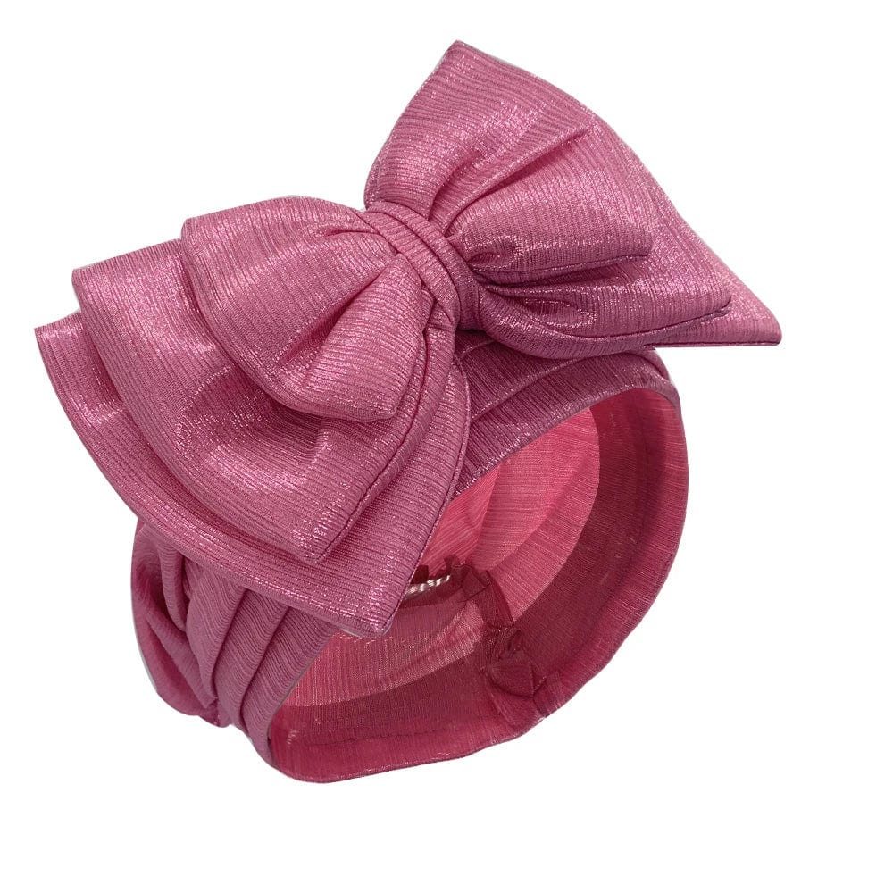 Elegant women's gold turban cap with multi-layer bowknot, stylish African headtie and headwrap by JJYANJIN, perfect for sophisticated looks.