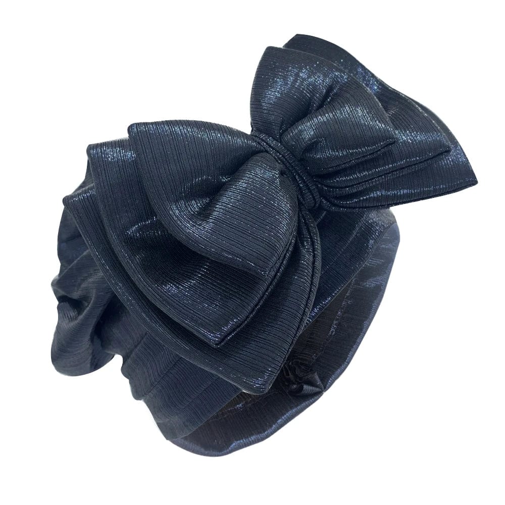 Elegant women's gold turban cap with multi-layer bowknot, African headtie, and headwrap style from Showlu Fashion Store.