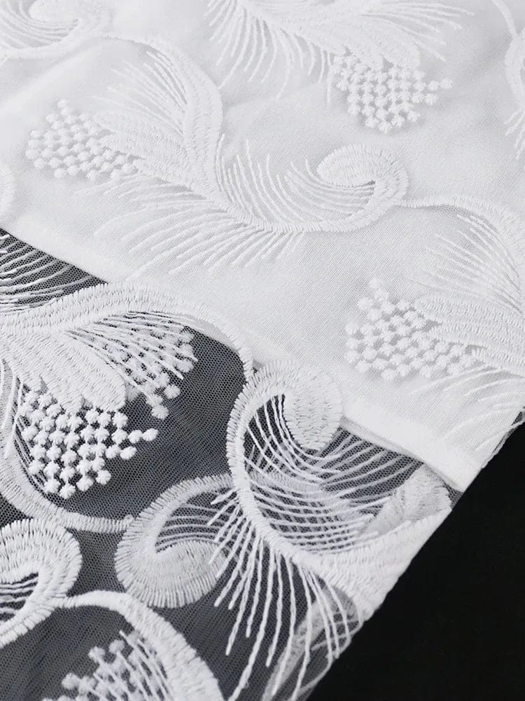 Elegant Women White Lace Dress Puff Sleeve Embroidery Pencil Dress Large Size 4XL Ladies Wedding Birthday Dinner Evening Clothes - SHOWLU FASHION STORE