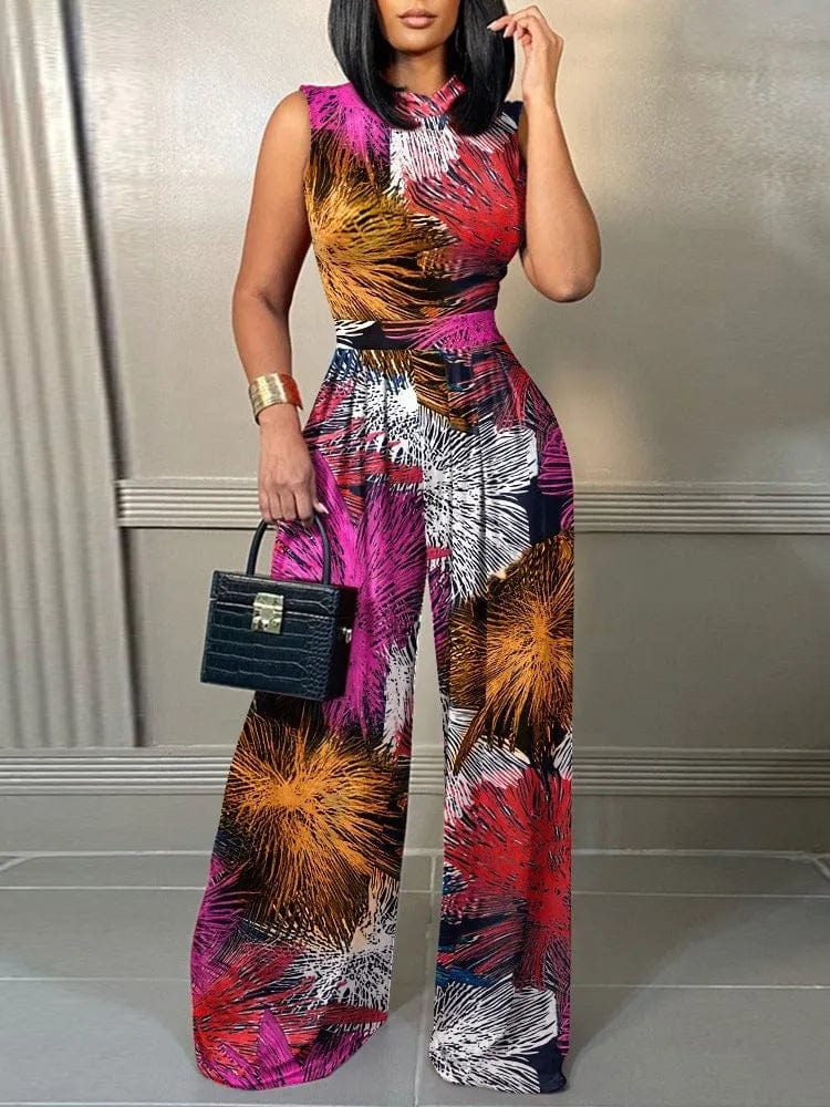 Owner Girl Women's printed wide-leg sleeveless jumpsuit with casual style, perfect for spring and summer holidays.