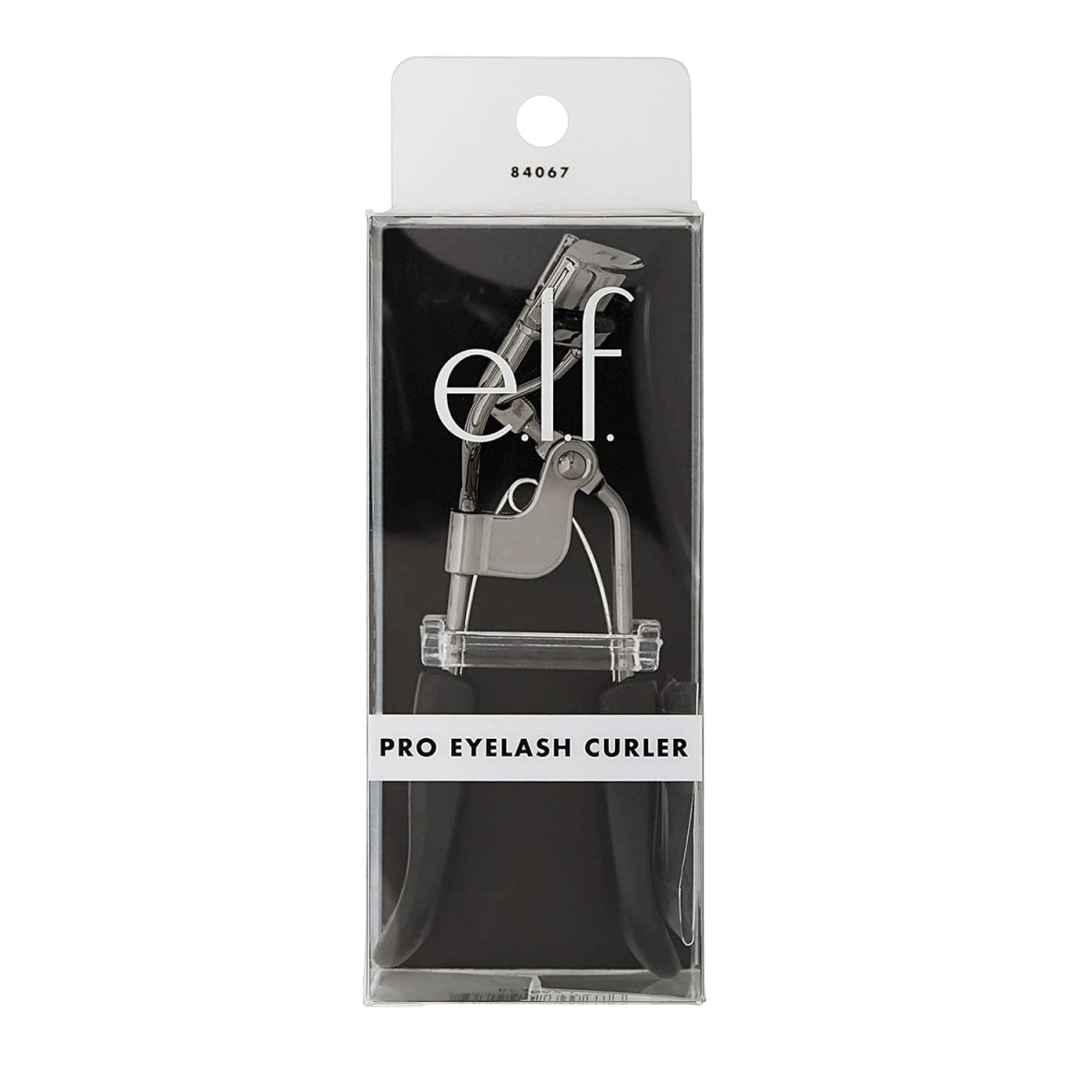 e.l.f. Pro Eyelash Curler with replacement pad, vegan makeup tool for lifting and curling lashes, in black with ergonomic handle.