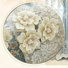 Embroidered Embossed Curtains for Bedroom Living Room CurtainTulle in One Piece Luxury European French Blackout valance - SHOWLU FASHION STORE
