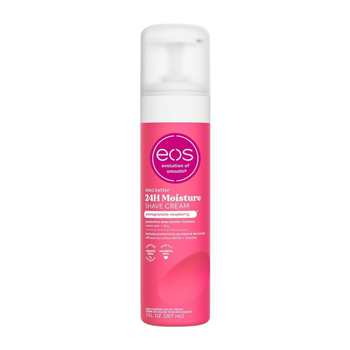 Eos Shea Better Shaving Cream with Pomegranate Raspberry scent, 7 fl oz, hydrating women's shave cream and in-shower lotion.