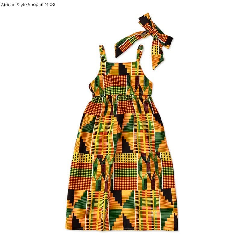 Showlu Fashion girls' summer dress with flying sleeves, European style, featuring lightweight fabric and elegant design for warm weather.