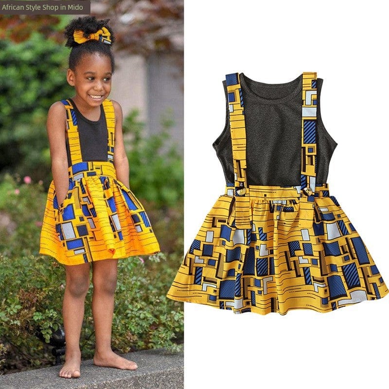 Showlu Fashion girls' summer dress with flying sleeves, European style, lightweight and stylish for warm weather.