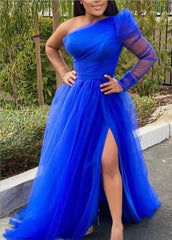 European and American - Style Long - Sleeve Large - Size Mesh Dress - SHOWLU FASHION STORE