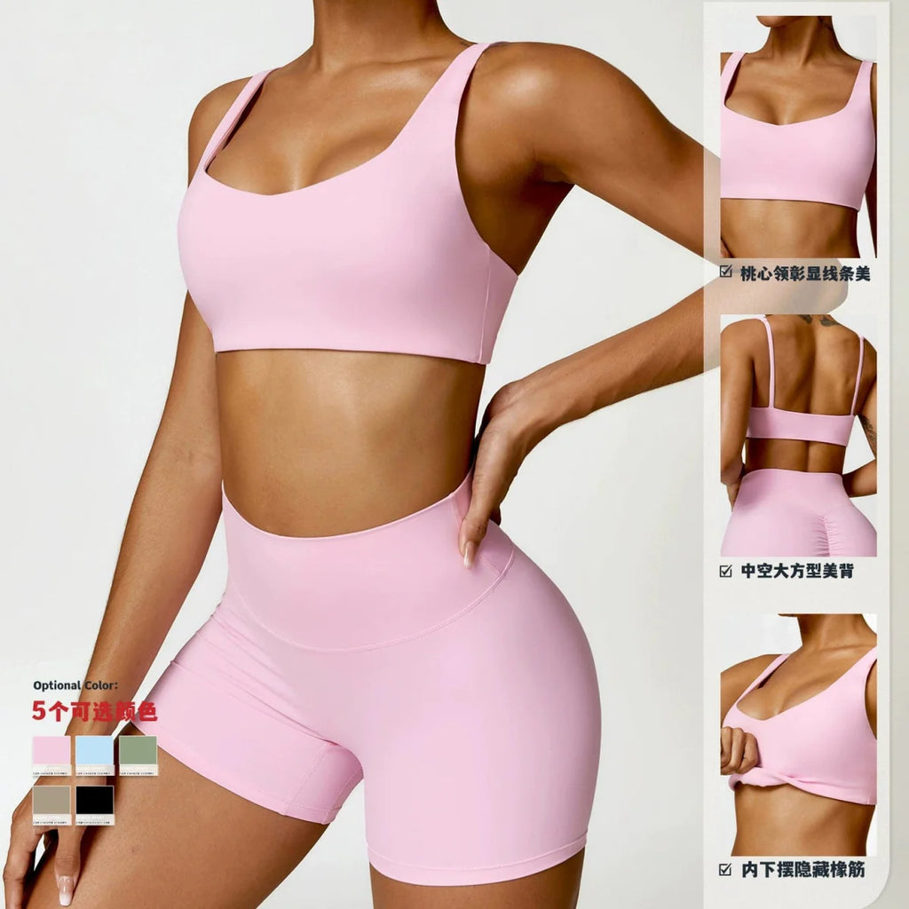 Showlu Women's Nude Feel Yoga Suit, high waist two-piece workout set, quick-drying and comfortable for winter sports and exercise.