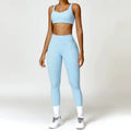 Showlu Women's Nude Feel Yoga Suit, high waist two-piece workout set with quick-drying fabric for winter fitness and running.