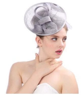 Elegant linen flat-top banquet cap with bow design, perfect as a bridal topper hat, styled for European brides.