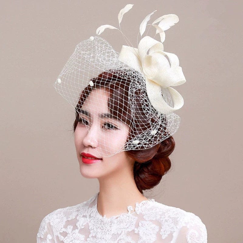 European retro wedding dress hat with high roof flat eaves, stylish headdress for special party and wedding occasions.