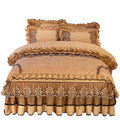 Luxury Ai·Winsure velvet bedding set with quilted lace duvet cover, pillowcases, and bedskirt in queen size for elegant bedroom decor