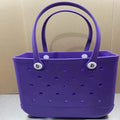 Showlu Fashion Eva print mini beach bag with hole storage and zipper, designed as a stylish outdoor and makeup pouch.