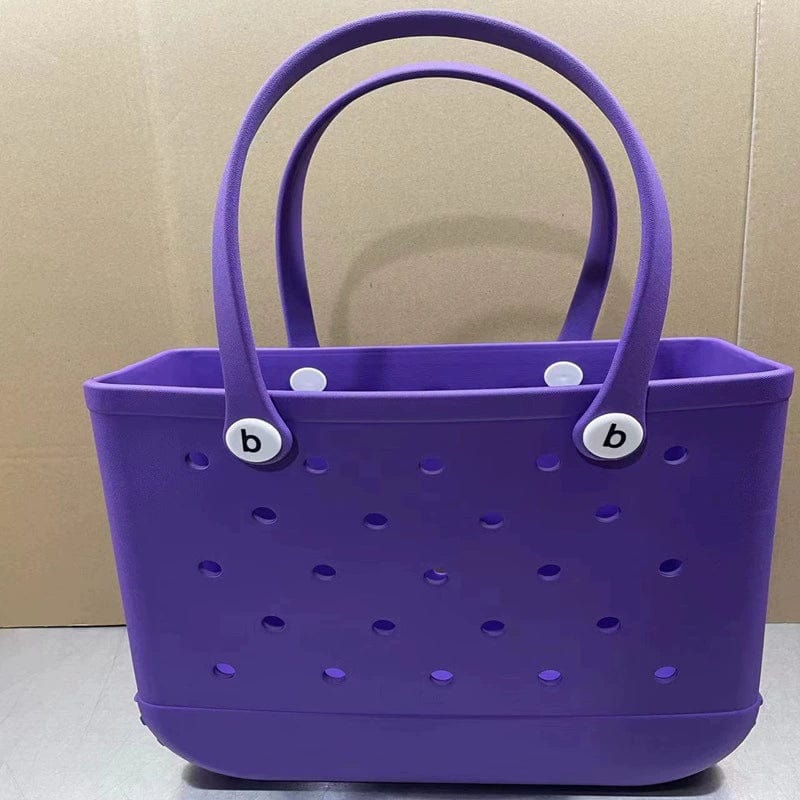 Showlu Fashion Eva print mini beach bag with hole storage and zipper, designed as a stylish outdoor and makeup pouch.