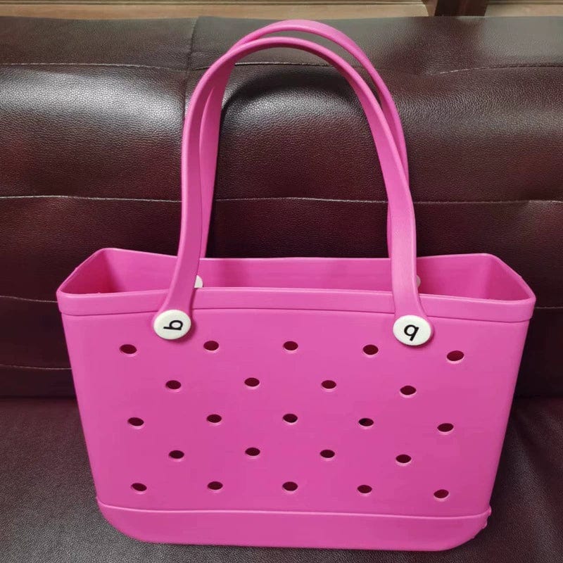 Showlu Fashion Eva print hole storage beach bag with mini makeup pouch, outdoor design, lightweight and functional for beach outings.