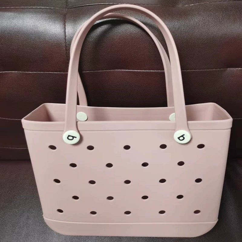 Showlu Fashion Eva print hole storage beach bag with mini makeup pouch, featuring outdoor-inspired design and spacious interior.