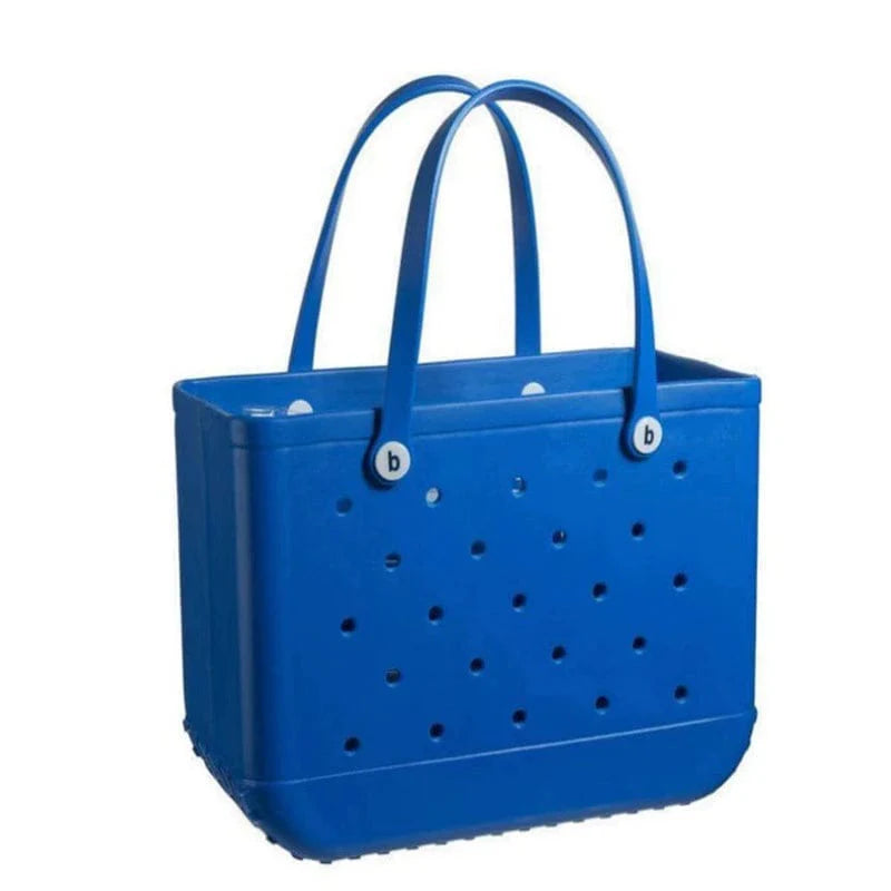 Showlu Fashion Eva print mini beach bag with hole storage design, versatile for outdoor use and as a compact makeup pouch.