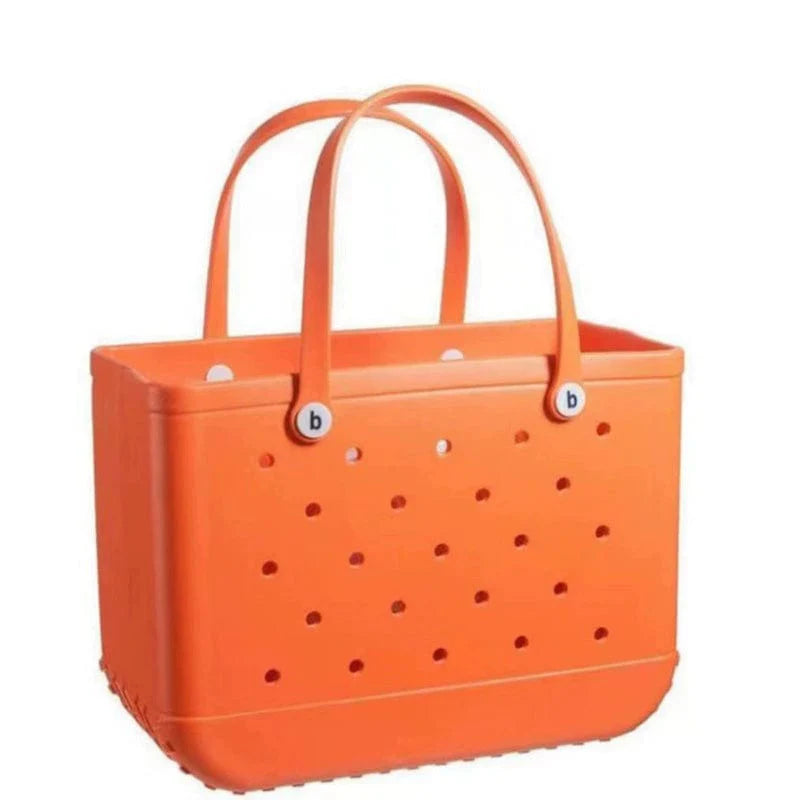 Showlu Fashion Eva print mini beach bag with hole storage design, perfect as a compact outdoor tote or makeup pouch.