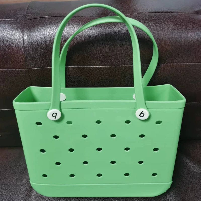 Showlu Fashion Eva Print Hole Storage Beach Bag and mini makeup pouch with colorful outdoor pattern and durable design.