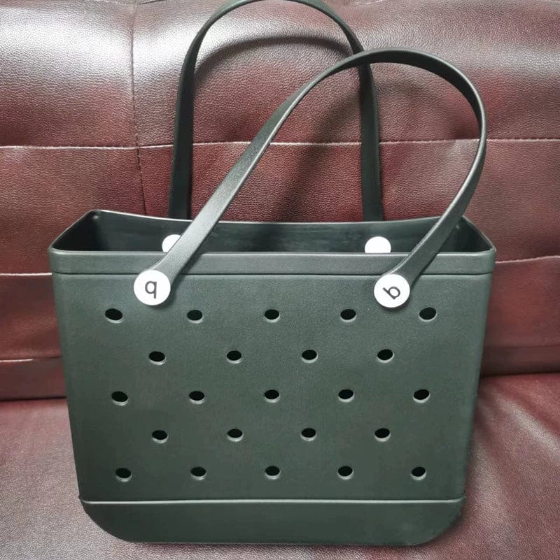 Showlu Fashion Eva print mini beach bag with hole storage design, doubles as a compact makeup pouch, suitable for outdoor use.