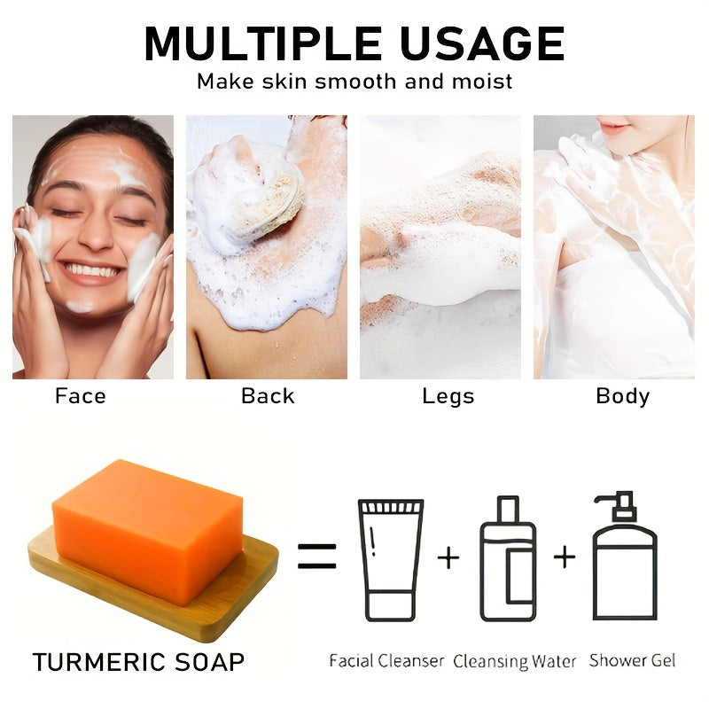 Showlu Fashion Store Rozino turmeric soap 9-pack with moisturizing glycerin body bars, 100g each, rectangular yellow soap bars.