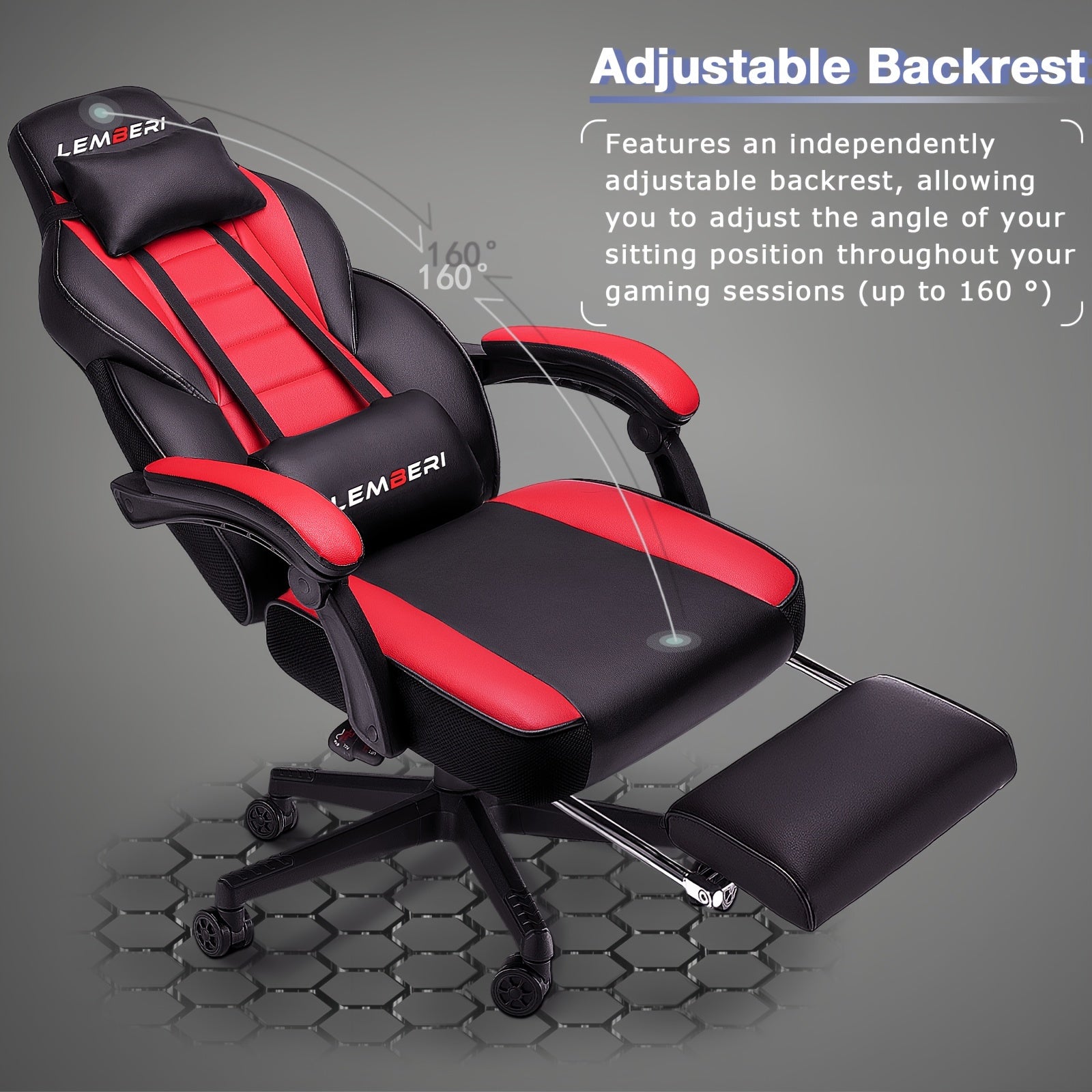 Big and tall SHOWLU FASHION STORE gaming chair with footrest, supports up to 400lb, featuring ergonomic design and padded seating.
