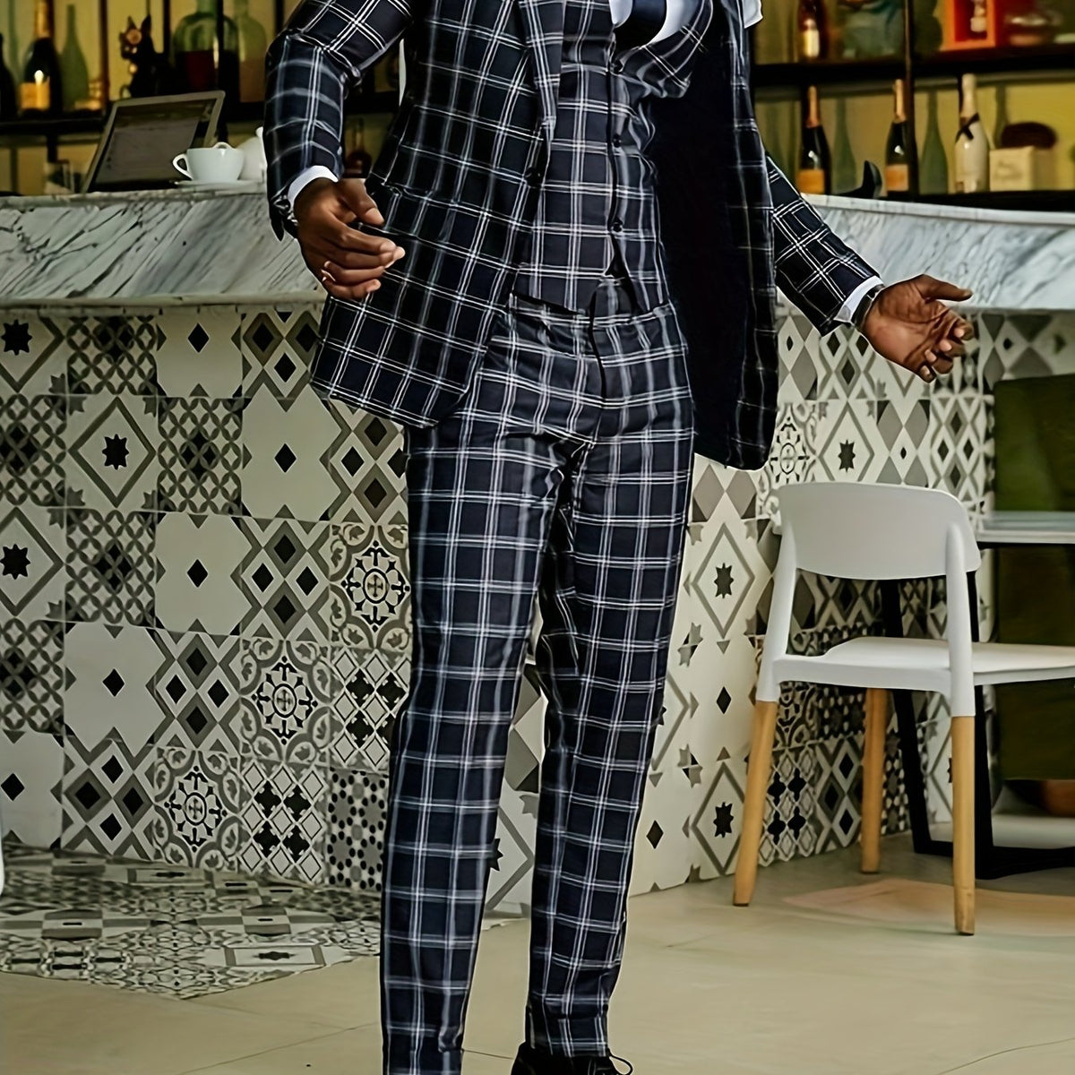 Men'S Single-breasted Casual Rear Center-vent Suit Set