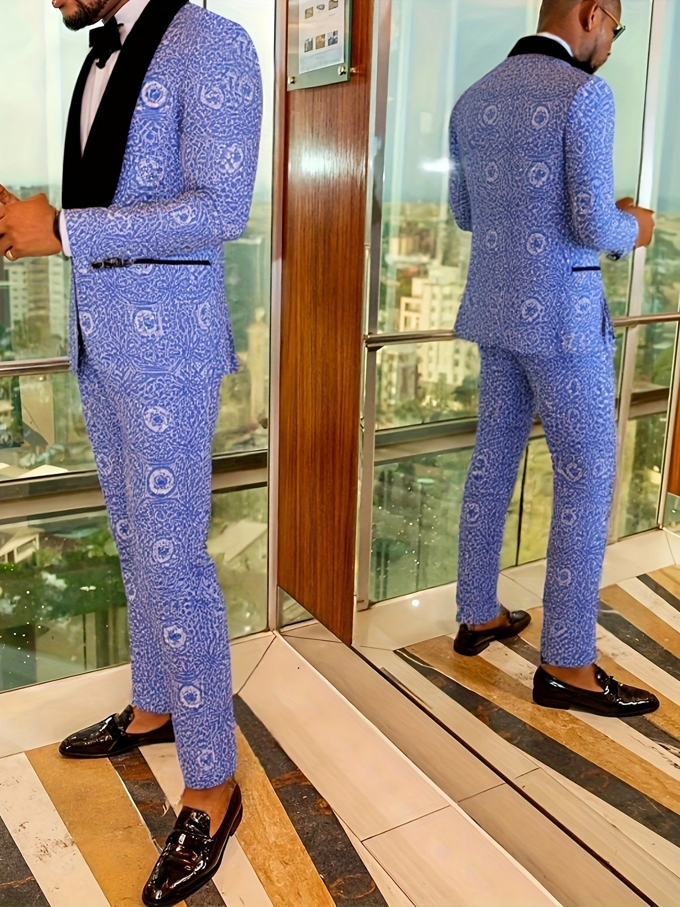Men's slim fit tuxedo suit by SHOWLU FASHION with embroidered 2-piece set, featuring a tailored jacket and matching trousers.
