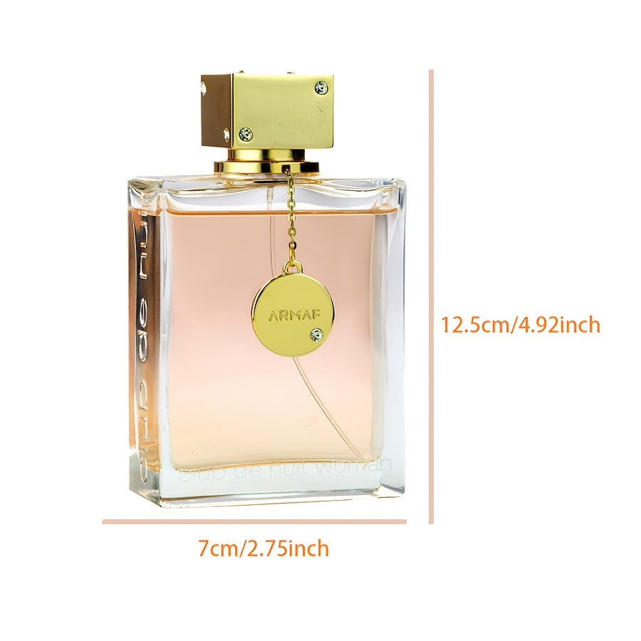 Armaf Club De Nuit Women's Eau De Parfum floral rose spray in 3.4oz bottle, featuring elegant packaging and floral design.